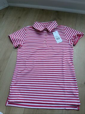 Girls' Pink & White Stripe Polo Shirt renwick golf nwt 10